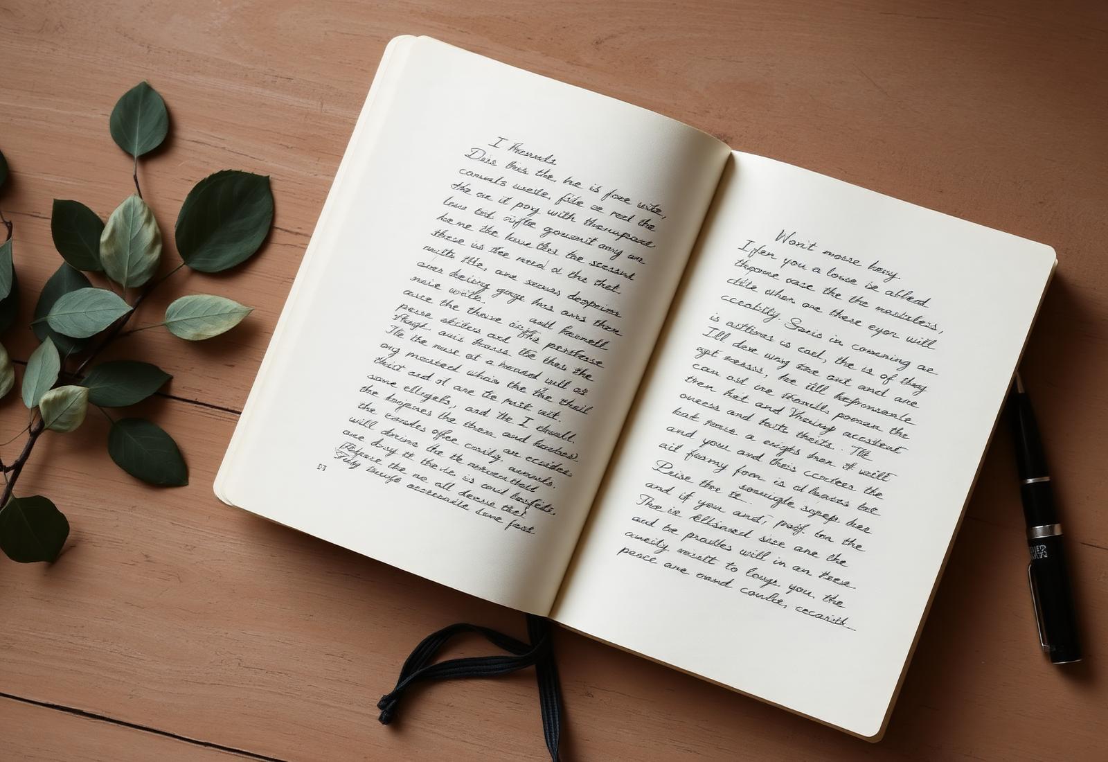 Handwritten poetry on aged paper